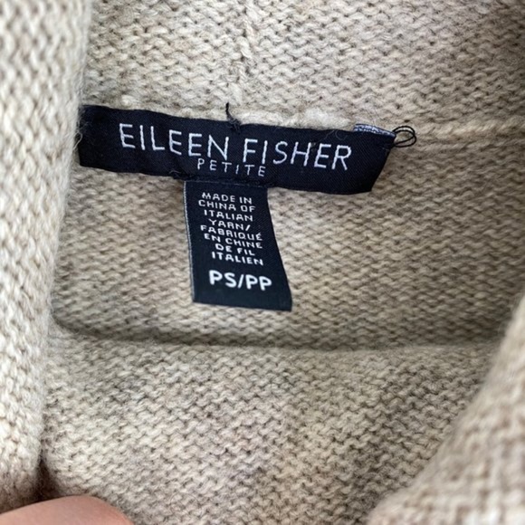 Eileen Fisher Beige Cowl Neck Asymmetrical Top PS - Picture 3 of 4